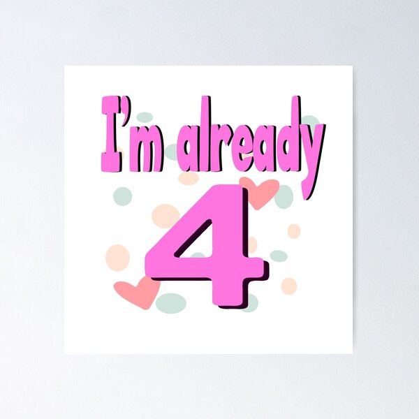 Item preview, Cute 4 Birthday Shirt Girl Daughter Pink Heart 4th designed and sold by maniac3000.