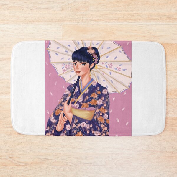 Item preview, Japanese girl in kimono with parasol designed and sold by quynhdraws.