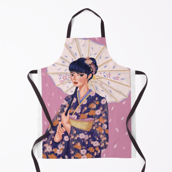 Item preview, Japanese girl in kimono with parasol designed and sold by quynhdraws.