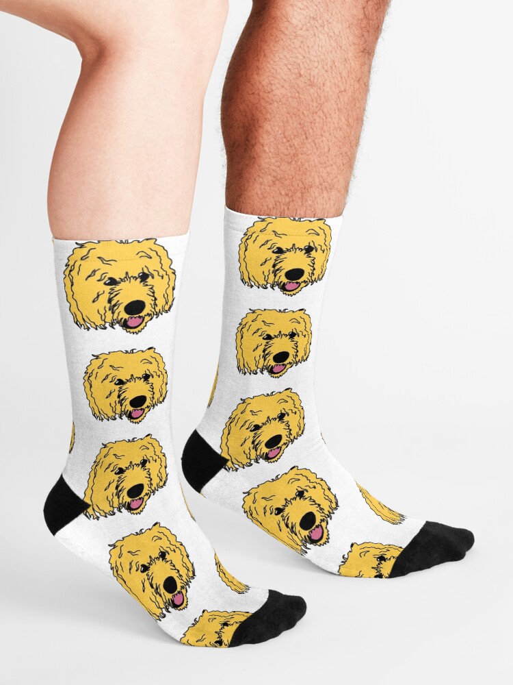 "Yellow GoldenDoodle Dog Puppy Golden Doodles" Socks by yessyone