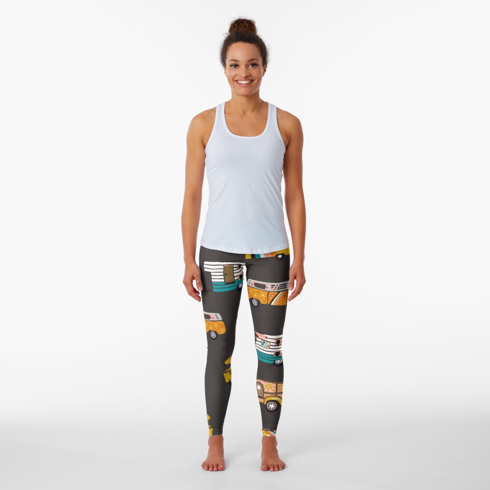Retro Road Trip – Charcoal Leggings