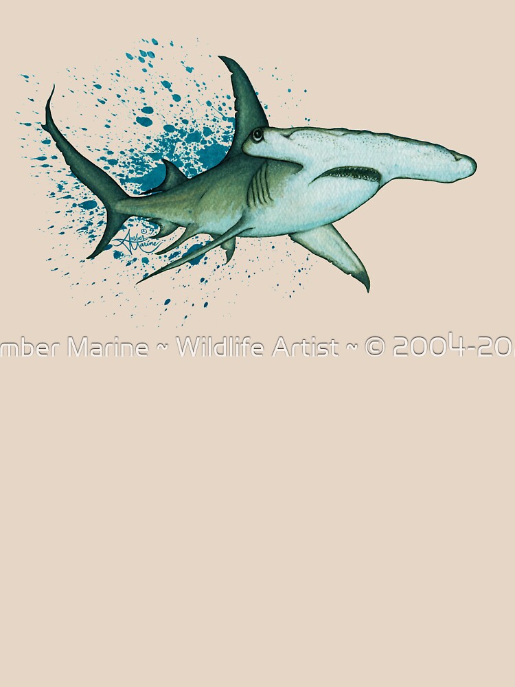"Great Hammerhead Shark" by Amber Marine ~ watercolor painting, art © 2016 by AmberMarine