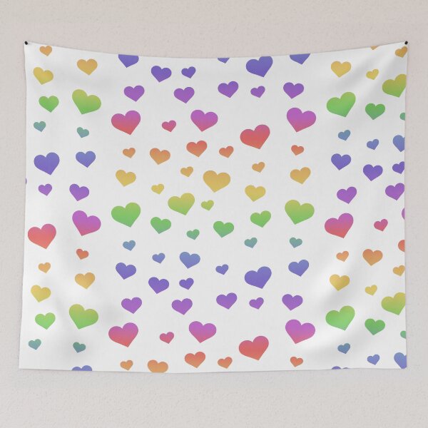 Item preview, rainbow hearts on white background designed and sold by prismatic paper co.