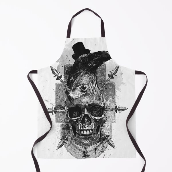 Artikelvorschau,  Der kiesige Schädel mit Rabe und Zylinder symbolisiert den afrikanischen Gott Baron Samedi. Ein Trickstergott mit seinen eigenen Absichten. Tiefes Schwarz und Weiß mit viel Grunge. Schädel mit Speer und heiligen Symbolen ordiniert entworfen und verkauft von CodyNorris.