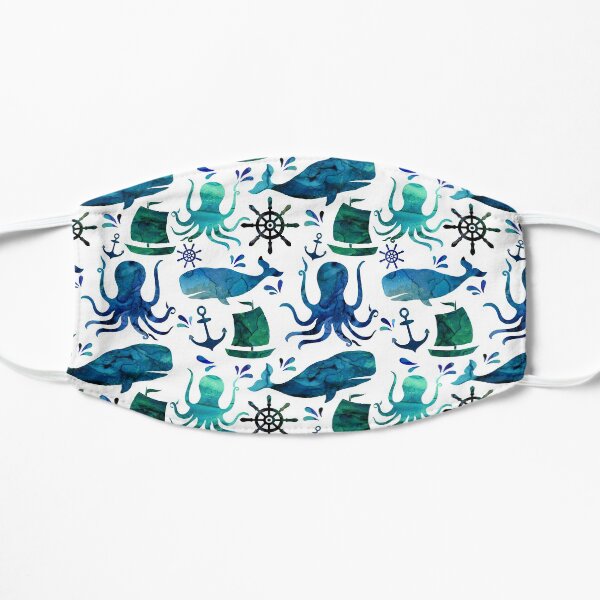 Watercolor Ocean Nautical Whale Octopus Mask