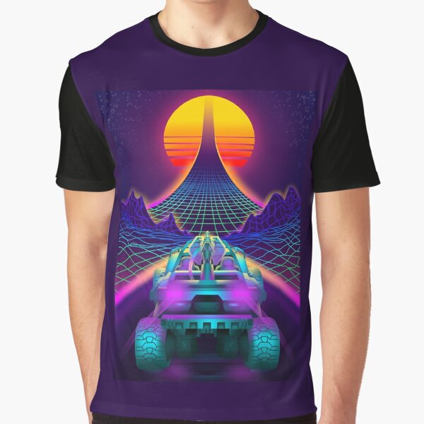 Outrun Retrowave Warthog Halo Ring Graphic T-Shirt