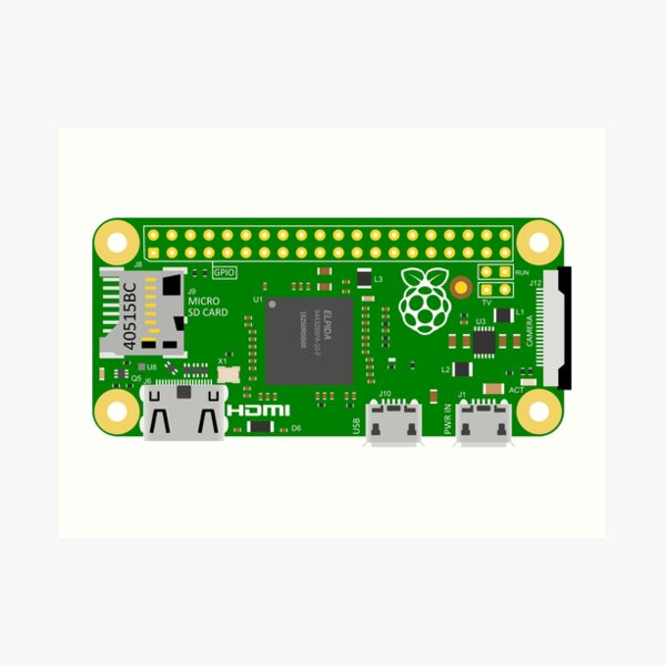 Raspberry Pi Zero Circuit Board Art Print
