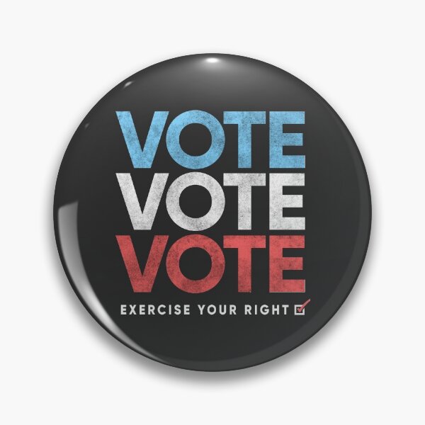 Retro Distressed Vote T-Shirt, Exercise Your Right Pin