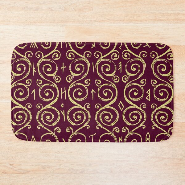 Item preview, Swirly Organic Folk Motif with Transylvanian Runes Wine Red designed and sold by antlerstone.