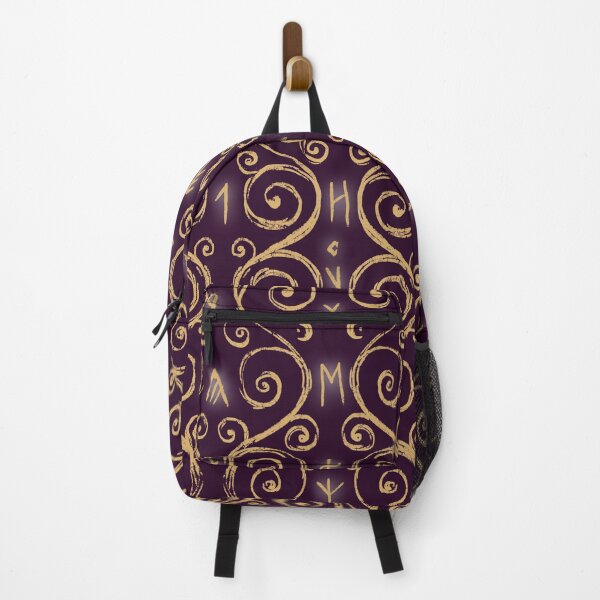 Item preview, Swirly Organic Folk Motif with Glowing Runes Dark Purple designed and sold by antlerstone.