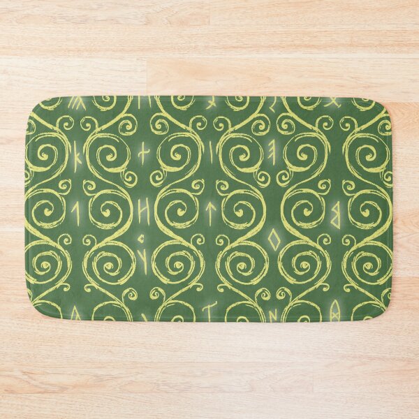 Item preview, Swirly Organic Folk Motif with Glowing Runes Leaf Green designed and sold by antlerstone.