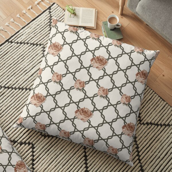 Rose Lattice in Cream (Russet Summer: Coordinate) Floor Pillow