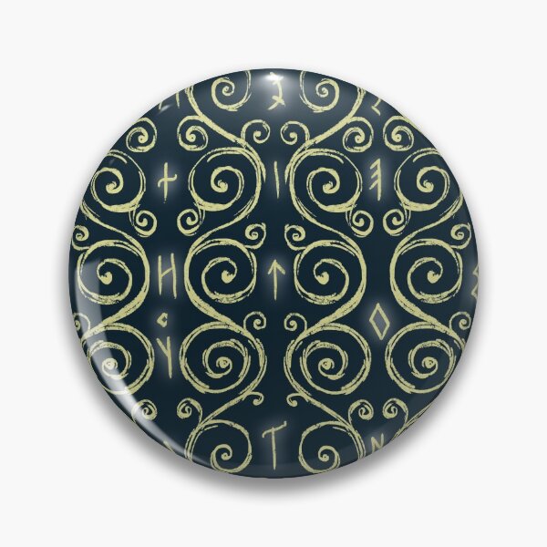 Item preview, Swirly Organic Folk Motif with Glowing Runes Midnight Blue designed and sold by antlerstone.