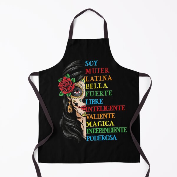Soy Mujer Latina Chingona Red Rose in Hair Inspirational Quote Mujer Latina, Mexican women, Mexican pride  Apron
