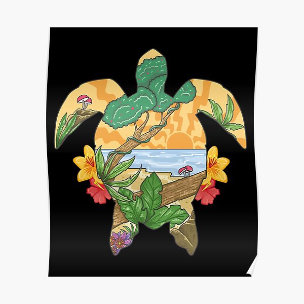 Sea Turtle Ocean Aloha Beach Hawaii Tropical Summer Poster By Harryklin123 Redbubble