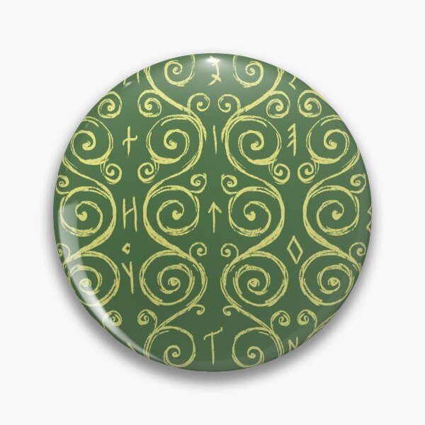 Item preview, Swirly Organic Folk Motif with Runes Leaf Green designed and sold by antlerstone.
