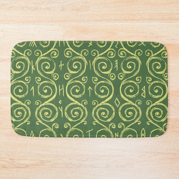 Item preview, Swirly Organic Folk Motif with Runes Leaf Green designed and sold by antlerstone.