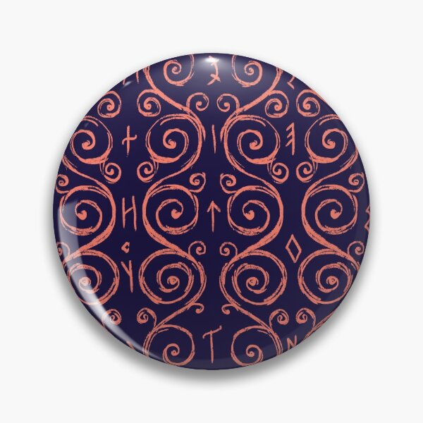 Item preview, Swirly Organic Folk Motif with Runes Blue Red designed and sold by antlerstone.