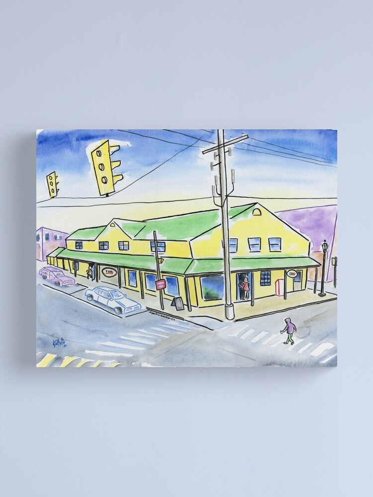 Thumbnail 2 of 3, Canvas Print, Meeting Place at the Town Cafe designed and sold by kevinart1.