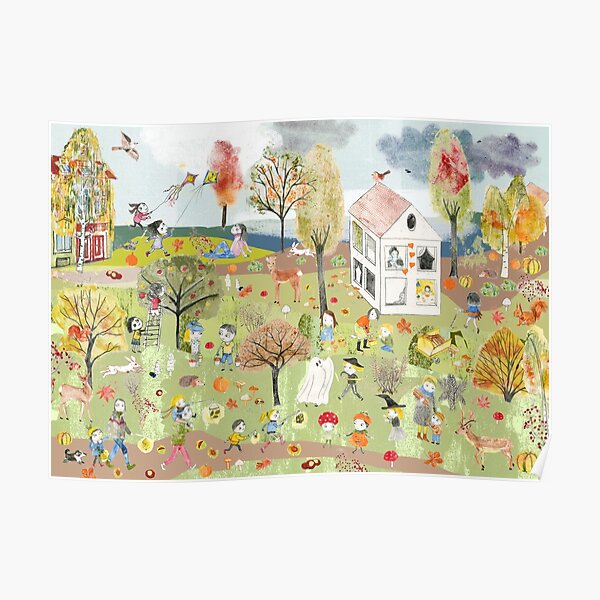 Wimmelbild Herbst Poster