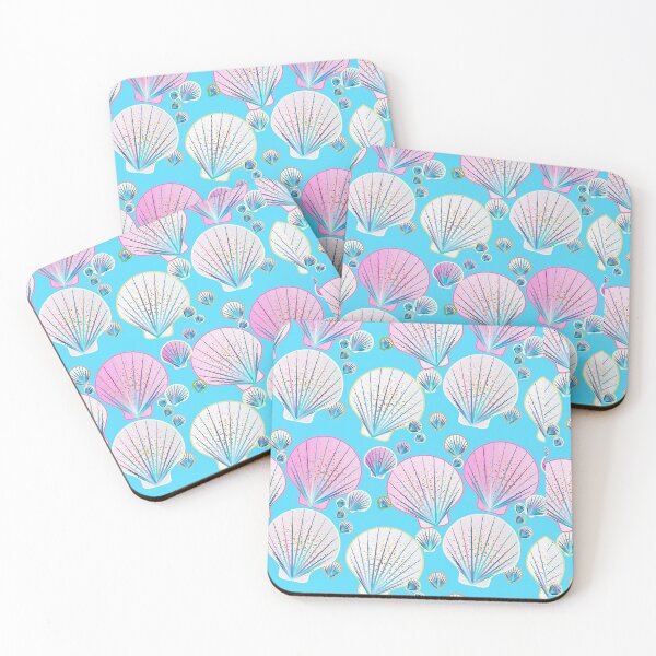 Item preview, Pink and White Sea Shells on Turquoise designed and sold by Marymarice.