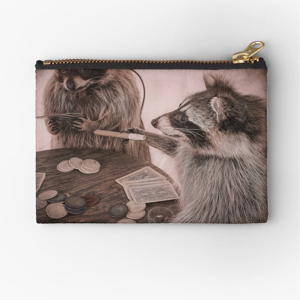 Raccoon playing poker with cigar Canvas Print
