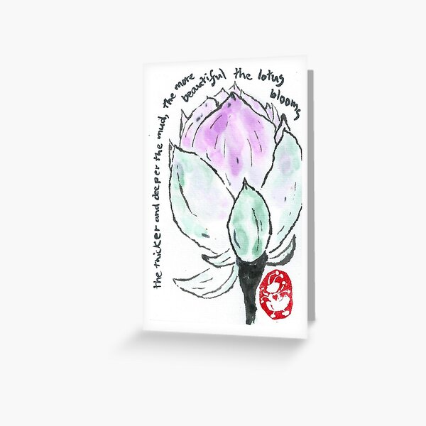 Lotus Flower Etegami Greeting Card