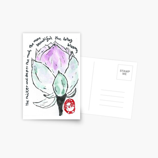 Lotus Flower Etegami Postcard