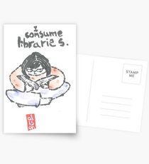 I Consume Libraries Watercolor Etegami postcard Postcards
