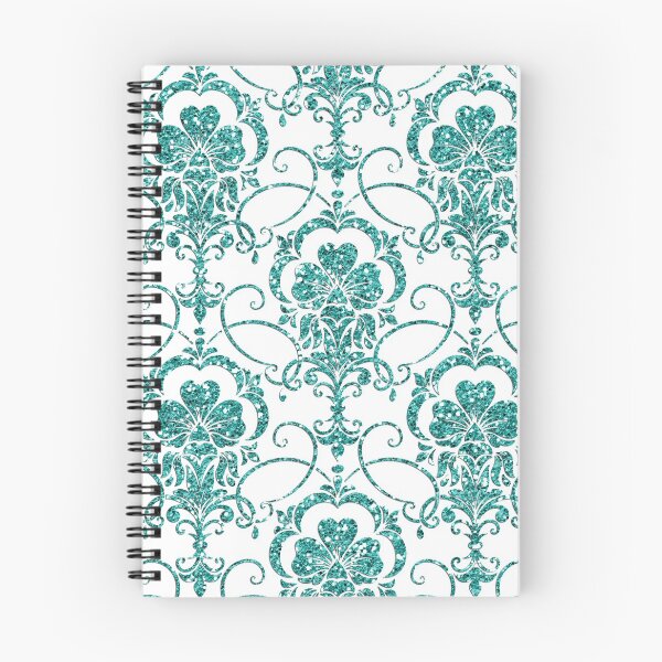 Item preview, Glitter Damask Pattern in Teal Green designed and sold by WisdomInspired.