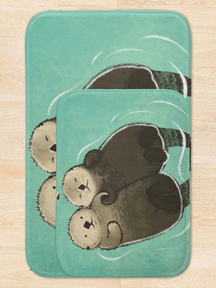 Thumbnail 5 of 6, Bath Mat, Significant Otters - Otters Holding Hands designed and sold by StudioMarimo.