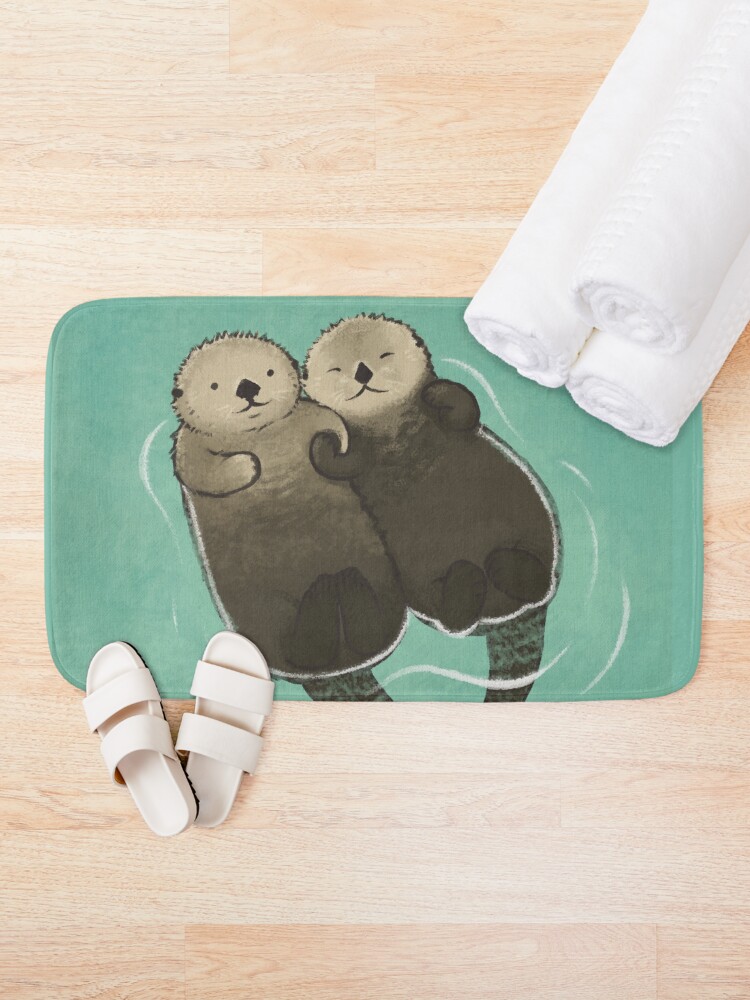 Thumbnail 2 of 6, Bath Mat, Significant Otters - Otters Holding Hands designed and sold by StudioMarimo.