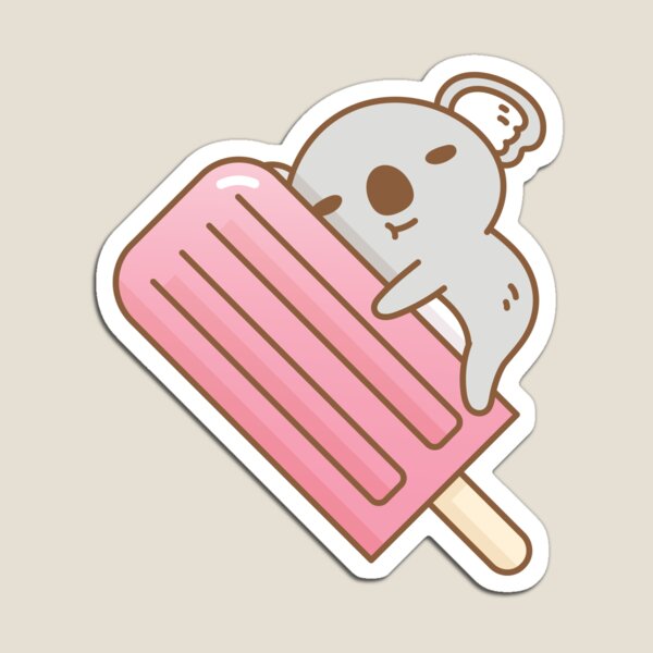 cute koala and pink ice pop Magnet