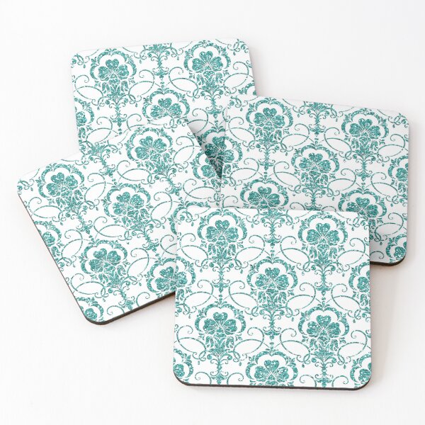 Item preview, Glitter Damask Pattern in Teal Green designed and sold by WisdomInspired.