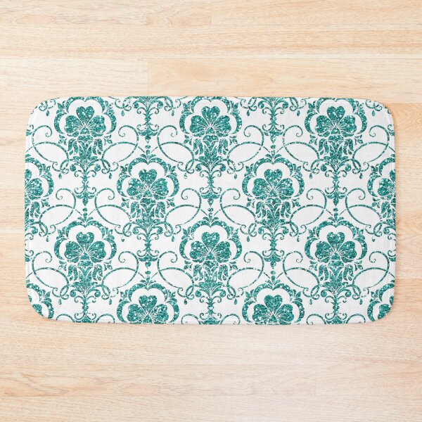 Item preview, Glitter Damask Pattern in Teal Green designed and sold by WisdomInspired.