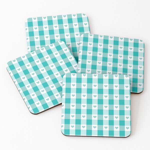 Item preview, Turquoise Gingham Check Woven Print Pattern With Heart designed and sold by pcreations.