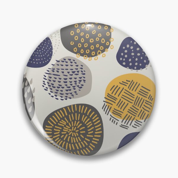 Item preview, Abstract Pattern of Circles in Navy and Mustard designed and sold by latheandquill.