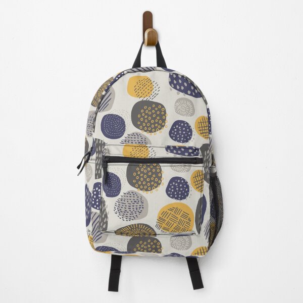 Item preview, Abstract Pattern of Circles in Navy and Mustard designed and sold by latheandquill.