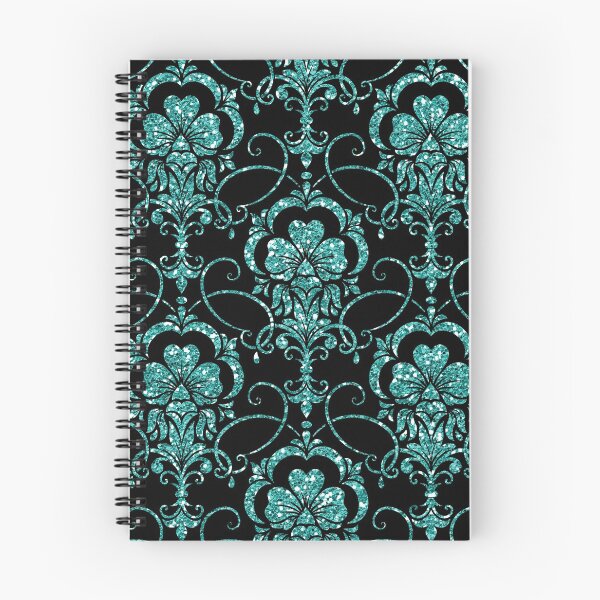 Item preview, Glitter Damask Pattern in Teal and Black  designed and sold by WisdomInspired.