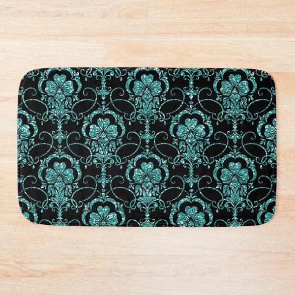 Item preview, Glitter Damask Pattern in Teal and Black  designed and sold by WisdomInspired.
