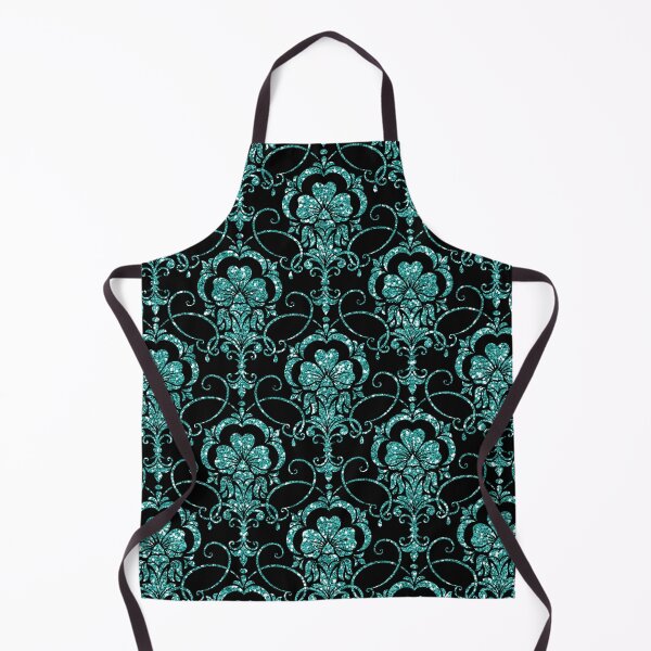 Item preview, Glitter Damask Pattern in Teal and Black  designed and sold by WisdomInspired.