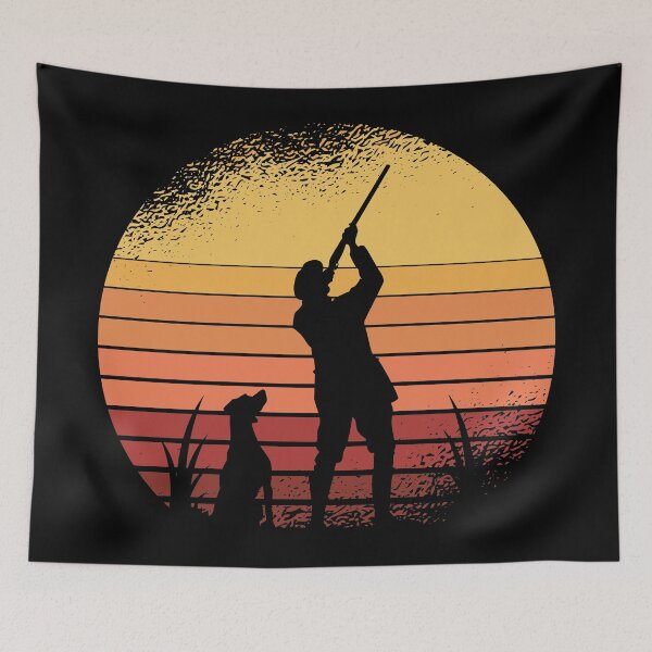 Item preview, Cool Retro Sunset with a Duck Hunter and his Dog designed and sold by CoolSilhouettes.