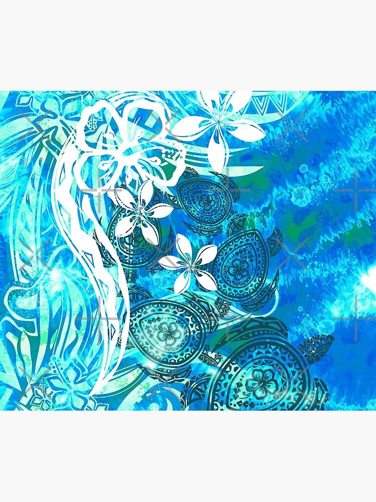 Hawaiian decor - Polynesian Design- Blue Tribal Ocean Spray Throw Blanket  for Sale by sunnthreads