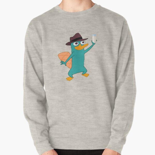 perry the platypus with a glass of milk