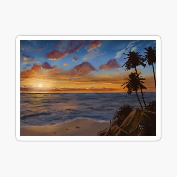 Dramatic Beach Sunset Sticker
