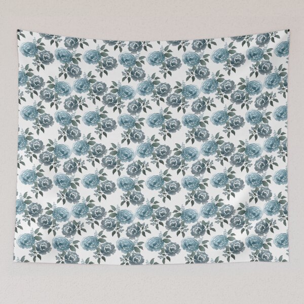 Item preview, Rustic Watercolor Roses Pattern - Blue Palette designed and sold by KristinaTrott.