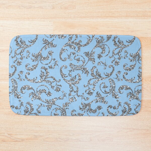 Item preview, Glitter Damask Pattern in Silver and Blue designed and sold by WisdomInspired.
