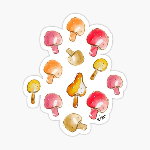 Cute watercolour mushrooms Sticker