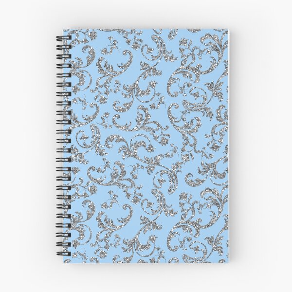 Item preview, Glitter Damask Pattern in Silver and Blue designed and sold by WisdomInspired.