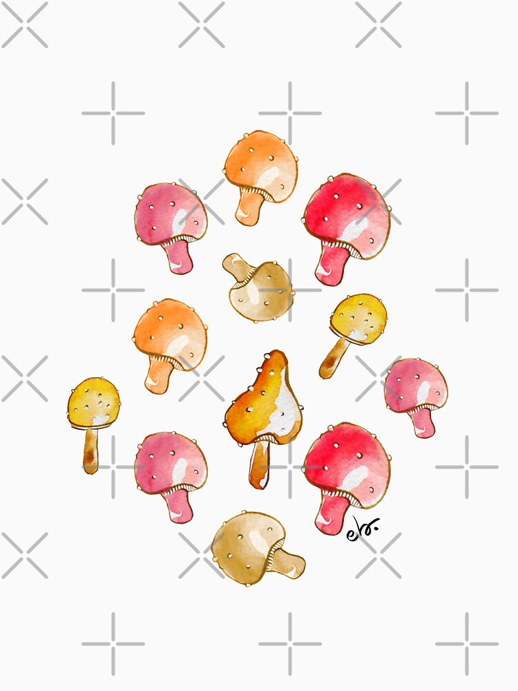 Cute watercolour mushrooms by ebozzastudio